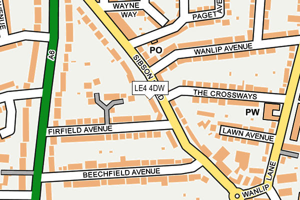 LE4 4DW map - OS OpenMap – Local (Ordnance Survey)