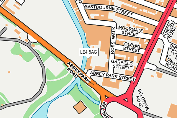 LE4 5AG map - OS OpenMap – Local (Ordnance Survey)