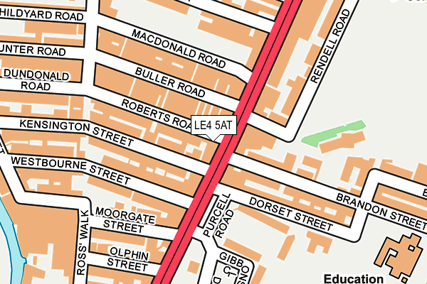 LE4 5AT map - OS OpenMap – Local (Ordnance Survey)