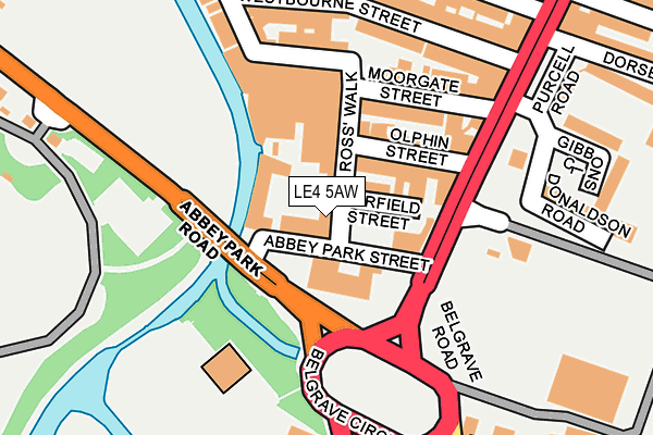 LE4 5AW map - OS OpenMap – Local (Ordnance Survey)