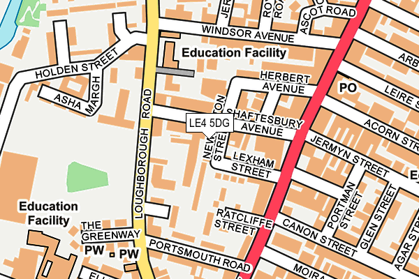 LE4 5DG map - OS OpenMap – Local (Ordnance Survey)