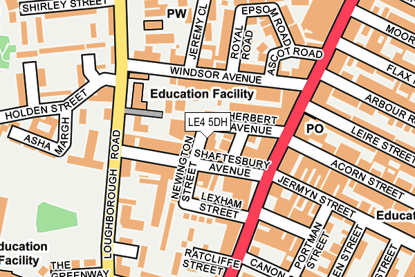 LE4 5DH map - OS OpenMap – Local (Ordnance Survey)