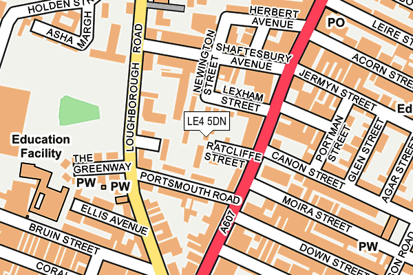 LE4 5DN map - OS OpenMap – Local (Ordnance Survey)