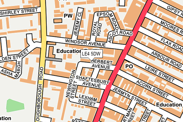 LE4 5DW map - OS OpenMap – Local (Ordnance Survey)
