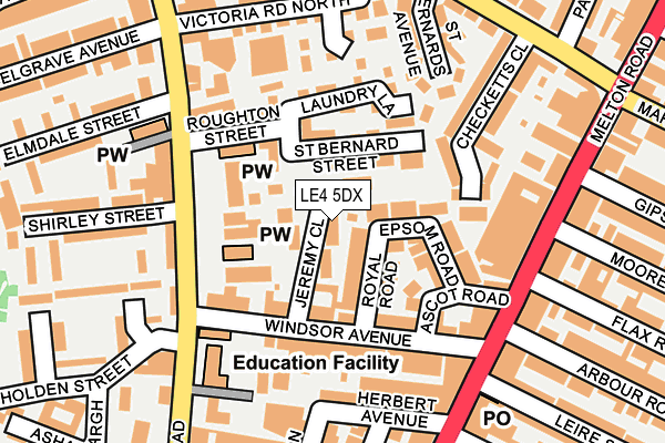 LE4 5DX map - OS OpenMap – Local (Ordnance Survey)