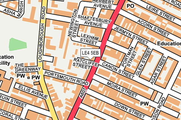 LE4 5EB map - OS OpenMap – Local (Ordnance Survey)