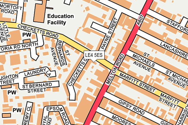 LE4 5ES map - OS OpenMap – Local (Ordnance Survey)