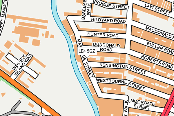 LE4 5GZ map - OS OpenMap – Local (Ordnance Survey)