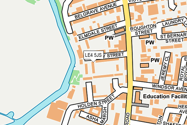 LE4 5JS map - OS OpenMap – Local (Ordnance Survey)