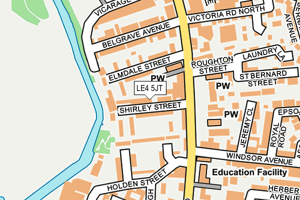 LE4 5JT map - OS OpenMap – Local (Ordnance Survey)