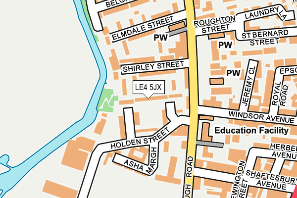 LE4 5JX map - OS OpenMap – Local (Ordnance Survey)