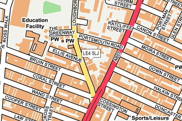 LE4 5LJ map - OS OpenMap – Local (Ordnance Survey)