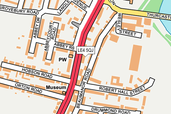 LE4 5QJ map - OS OpenMap – Local (Ordnance Survey)