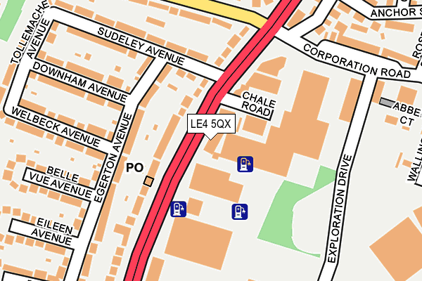 LE4 5QX map - OS OpenMap – Local (Ordnance Survey)