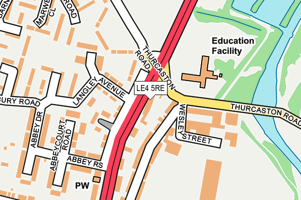 LE4 5RE map - OS OpenMap – Local (Ordnance Survey)