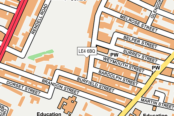 LE4 6BQ map - OS OpenMap – Local (Ordnance Survey)