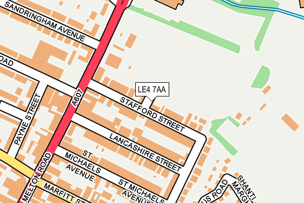 LE4 7AA map - OS OpenMap – Local (Ordnance Survey)