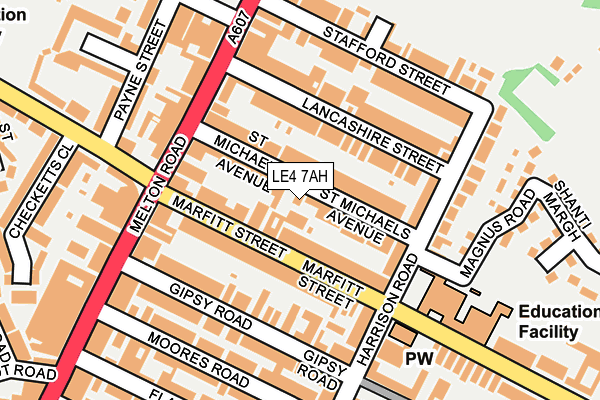 LE4 7AH map - OS OpenMap – Local (Ordnance Survey)