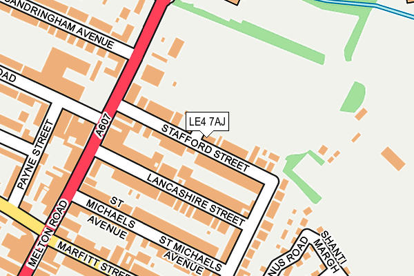 LE4 7AJ map - OS OpenMap – Local (Ordnance Survey)