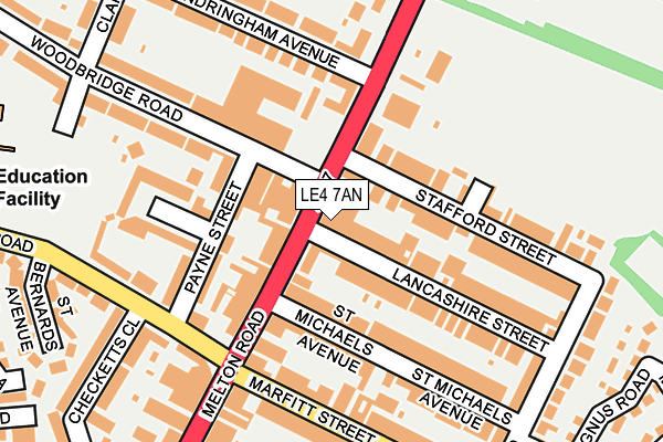 LE4 7AN map - OS OpenMap – Local (Ordnance Survey)