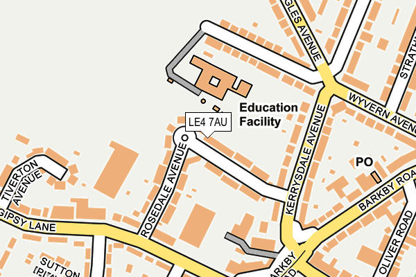 LE4 7AU map - OS OpenMap – Local (Ordnance Survey)