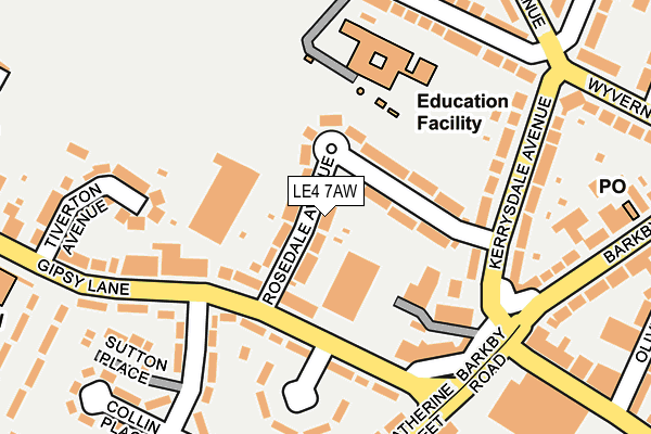 LE4 7AW map - OS OpenMap – Local (Ordnance Survey)