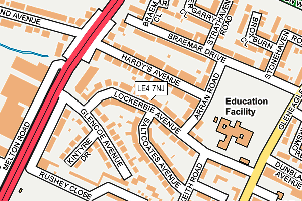LE4 7NJ map - OS OpenMap – Local (Ordnance Survey)