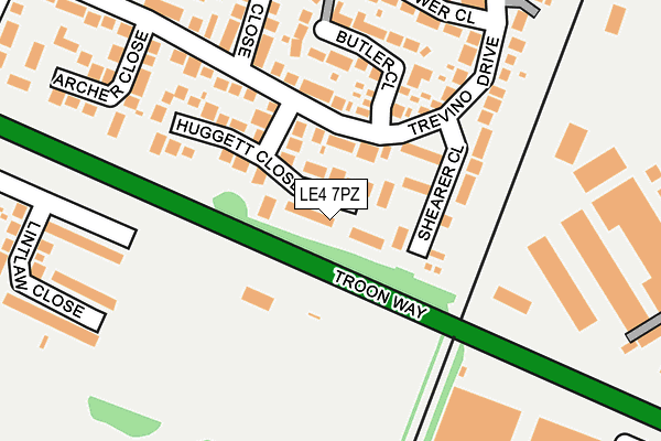 LE4 7PZ map - OS OpenMap – Local (Ordnance Survey)