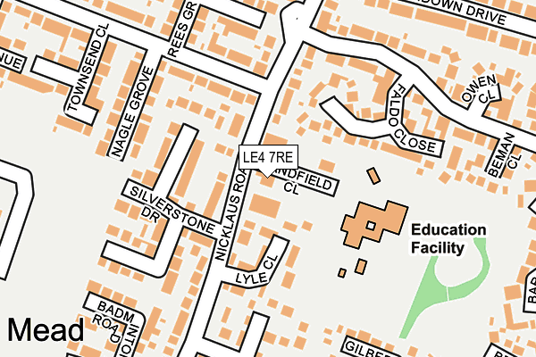 LE4 7RE map - OS OpenMap – Local (Ordnance Survey)