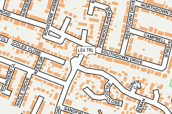 LE4 7RL map - OS OpenMap – Local (Ordnance Survey)