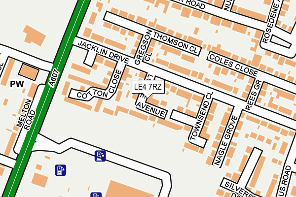 LE4 7RZ map - OS OpenMap – Local (Ordnance Survey)