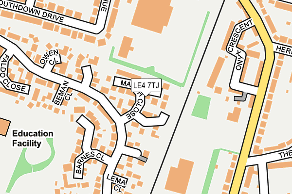 LE4 7TJ map - OS OpenMap – Local (Ordnance Survey)