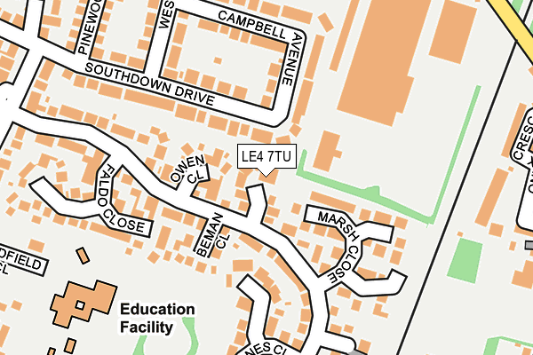 LE4 7TU map - OS OpenMap – Local (Ordnance Survey)