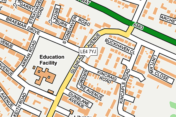 LE4 7YJ map - OS OpenMap – Local (Ordnance Survey)