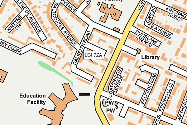 LE4 7ZA map - OS OpenMap – Local (Ordnance Survey)