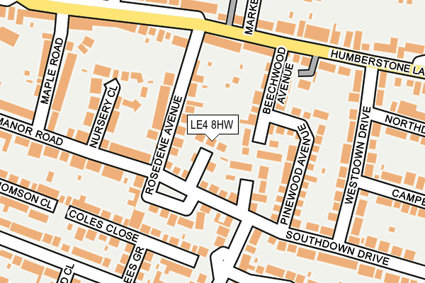 LE4 8HW map - OS OpenMap – Local (Ordnance Survey)