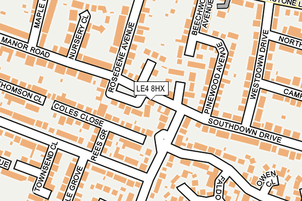 LE4 8HX map - OS OpenMap – Local (Ordnance Survey)