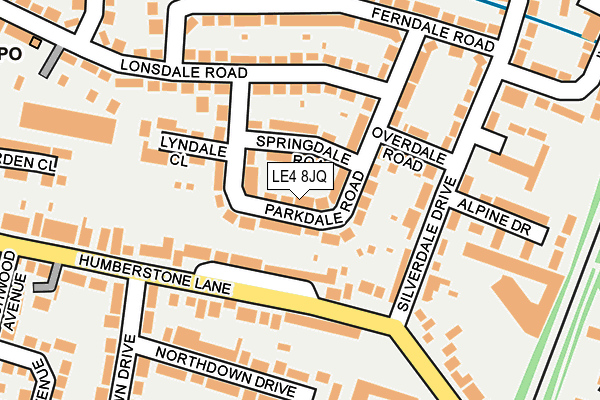 LE4 8JQ map - OS OpenMap – Local (Ordnance Survey)