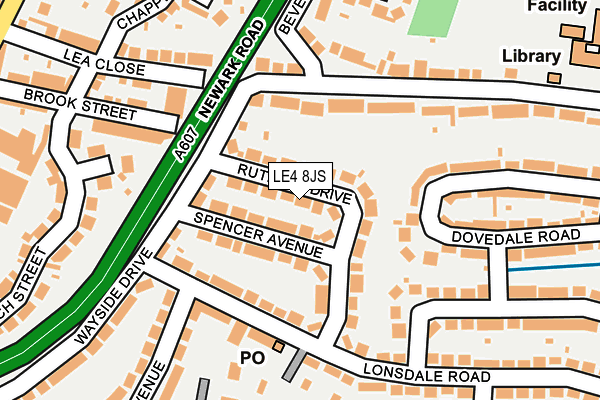 LE4 8JS map - OS OpenMap – Local (Ordnance Survey)