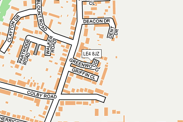 LE4 8JZ map - OS OpenMap – Local (Ordnance Survey)