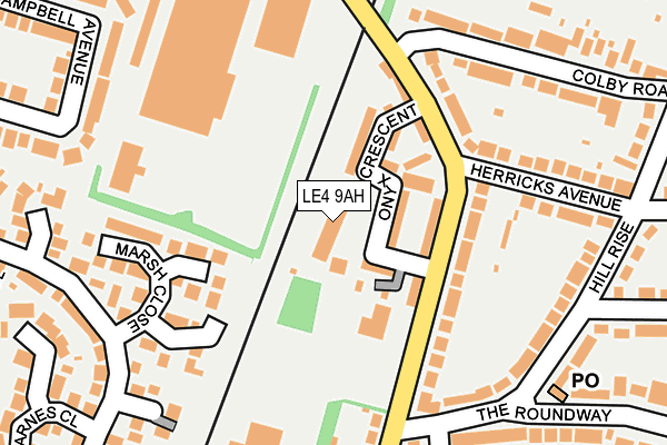 LE4 9AH map - OS OpenMap – Local (Ordnance Survey)