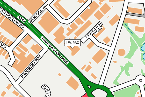 LE4 9AX map - OS OpenMap – Local (Ordnance Survey)