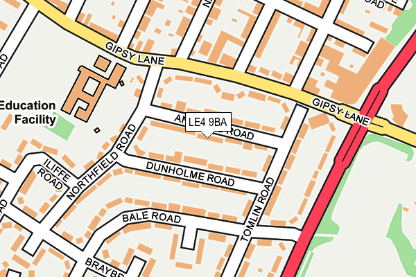 LE4 9BA map - OS OpenMap – Local (Ordnance Survey)