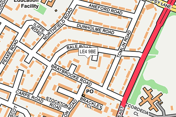 LE4 9BE map - OS OpenMap – Local (Ordnance Survey)