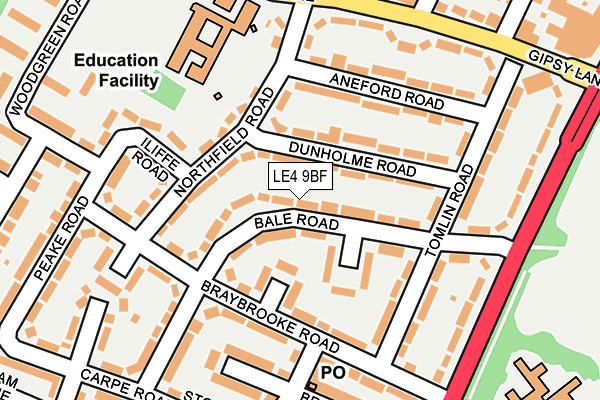LE4 9BF map - OS OpenMap – Local (Ordnance Survey)