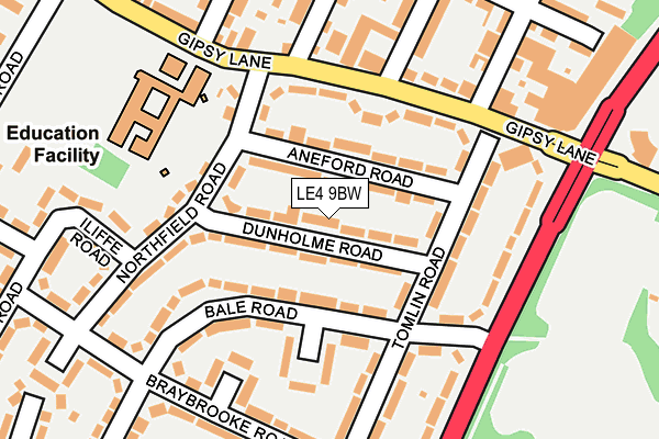 LE4 9BW map - OS OpenMap – Local (Ordnance Survey)