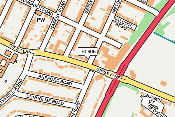 LE4 9DB map - OS OpenMap – Local (Ordnance Survey)