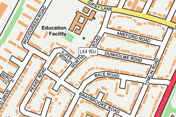 LE4 9DJ map - OS OpenMap – Local (Ordnance Survey)