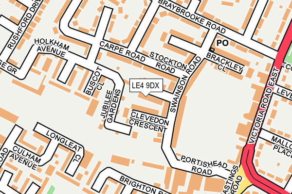 LE4 9DX map - OS OpenMap – Local (Ordnance Survey)