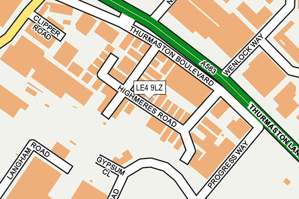 LE4 9LZ map - OS OpenMap – Local (Ordnance Survey)